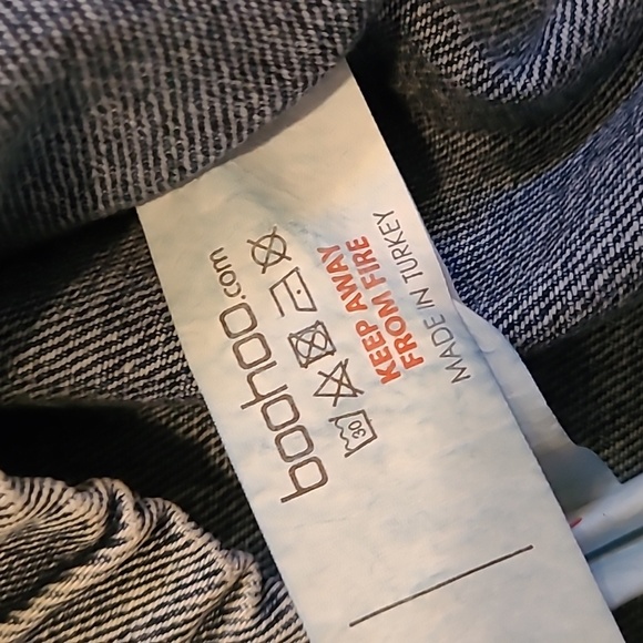 Boohoo Denim Quarter-Zip Pullover Jacket Sz 8 Cotton Dropped Shoulders Boxy - Picture 10 of 13
